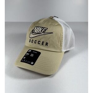 NIKE Club Unstructured Soccer Futura Swoosh Mesh Hat Gold Men's M/L *NEW* C11351